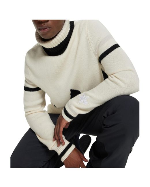 Boss White Off- Turtleneck Knit Sweater for men