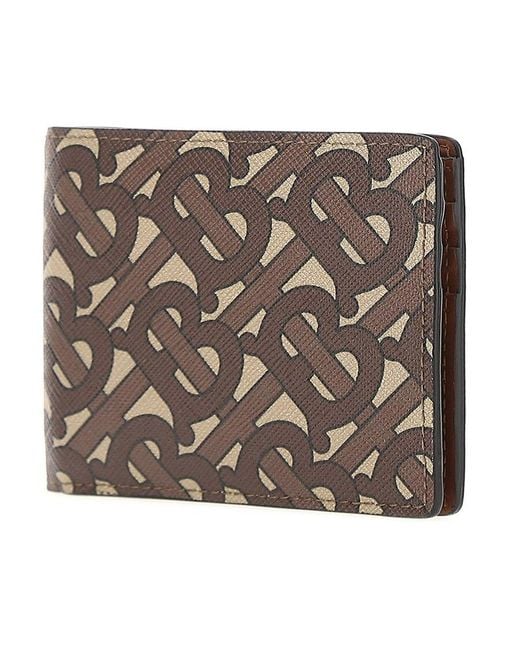 Burberry Brown Monogram Print Bifold Wallet for men