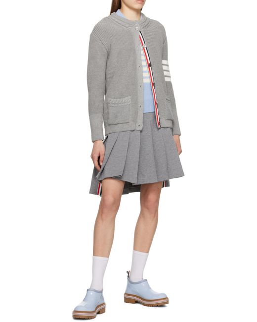Thom Browne Gray 4-Bar Stripe Cardigan