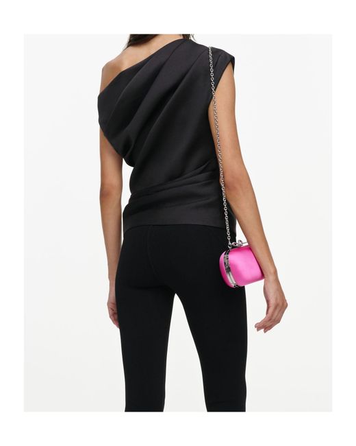 Self-Portrait Black Taffeta Draped Top