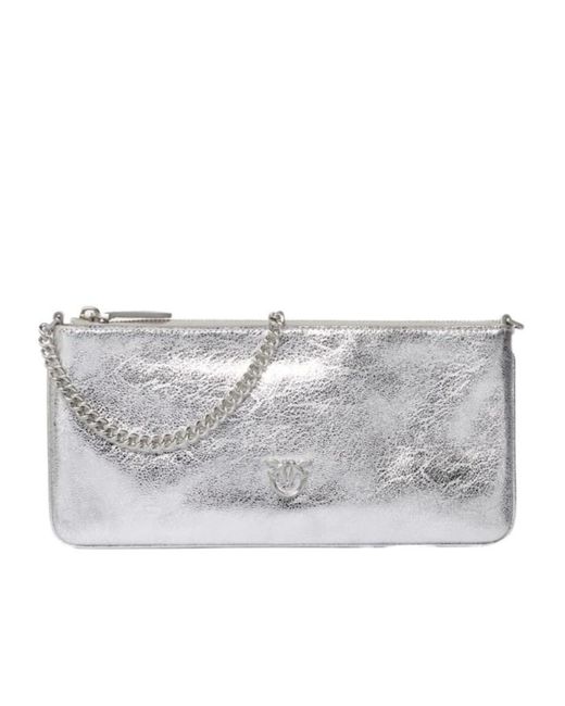 Pinko Gray Laminated Rectangular Clutch