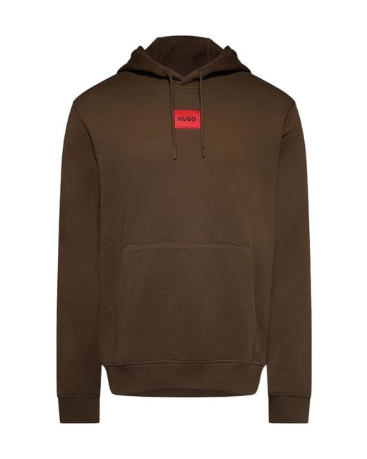 Boss Brown Daratschi Cotton Terry Hoodie With Logo Label for men