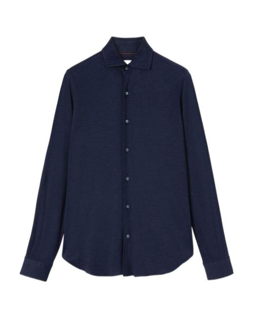Loro Piana Blue Logo Long-Sleeved Shirt for men