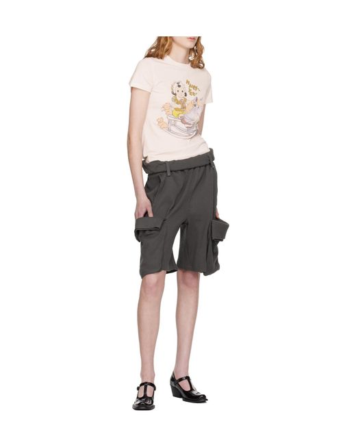 OPEN YY Gray Rolled-Up Athletic Cargo Shorts