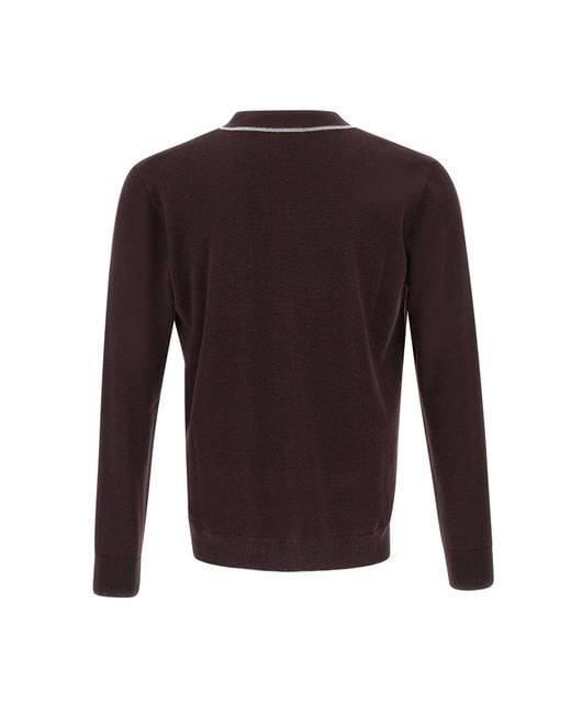 Eleventy Brown Long-Sleeved Knitted Cardigan for men