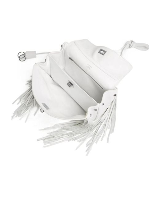 Balenciaga White Rodeo Fringe Detailed Small Handbag