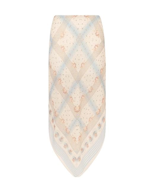 Anna Sui White Printed Chiffon Midi Skirt