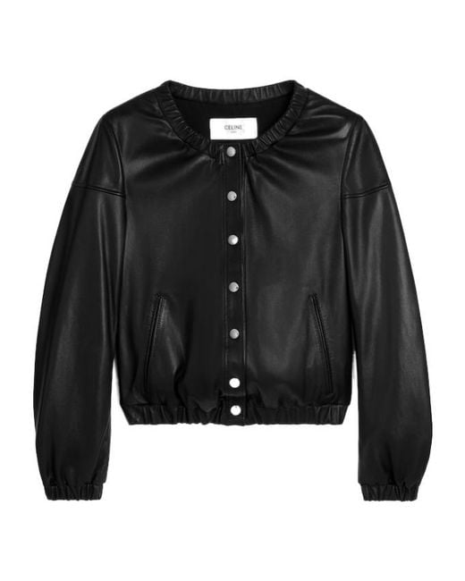 Céline Black Long-Sleeved Leather Jacket