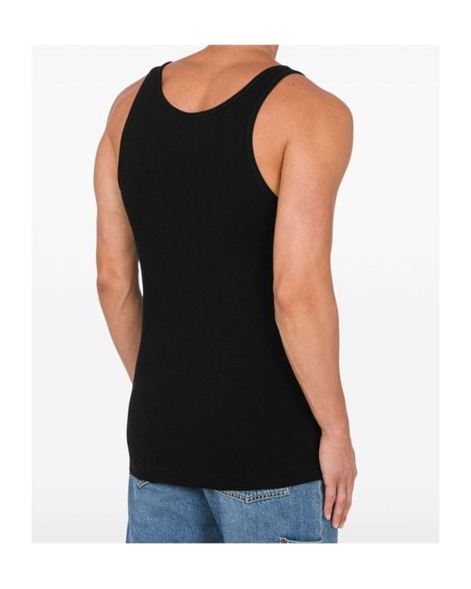 Moschino Black Fine-Ribbed Scoop-Neck Sleeveless Tank Top for men