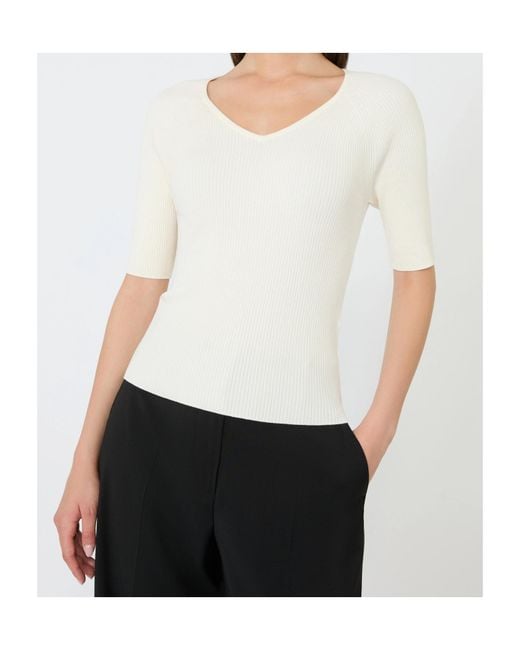 Weekend by Maxmara White Ribbed Knit Sweater