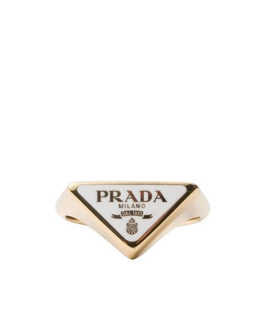 Prada White Enameled Metal Ring