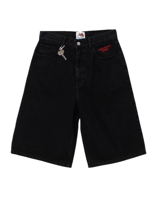 Carne Bollente Black Heart-Embroidery Shorts for men