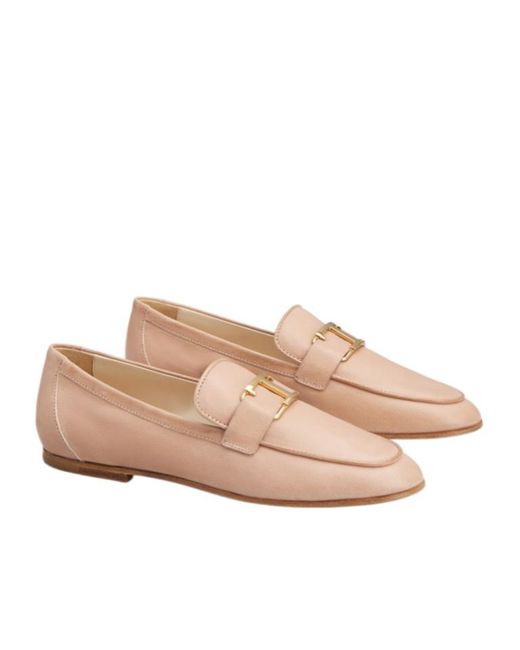 Tod's Pink Logo Plauqe Loafers
