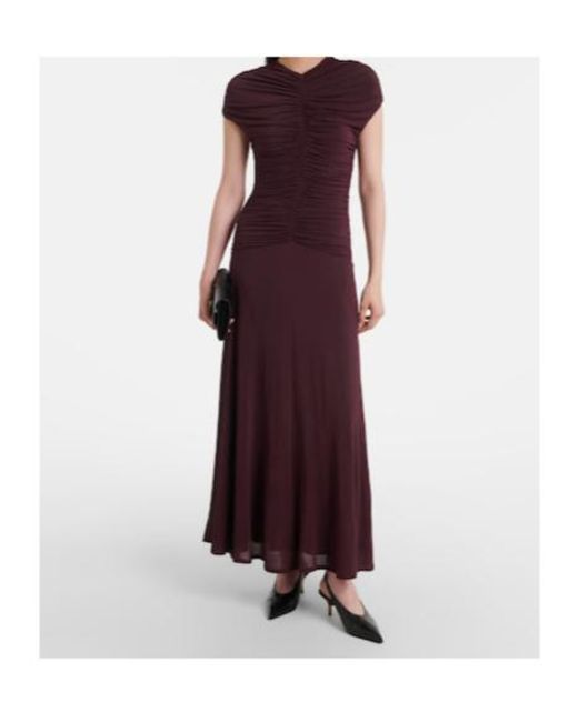TOVE Purple Avita Ruched Jersey Maxi Dress