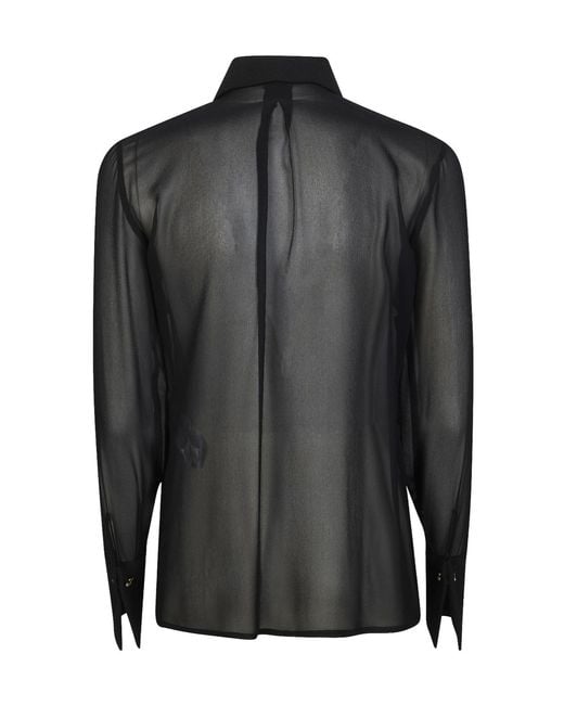 Elisabetta Franchi Black Sash Belt Georgette Crêpe Blouse