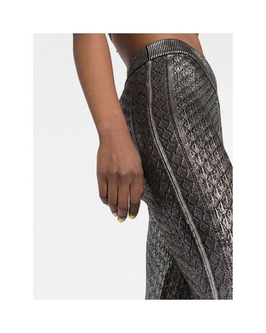 Rabanne Gray All-Over Patterned Flared Trousers