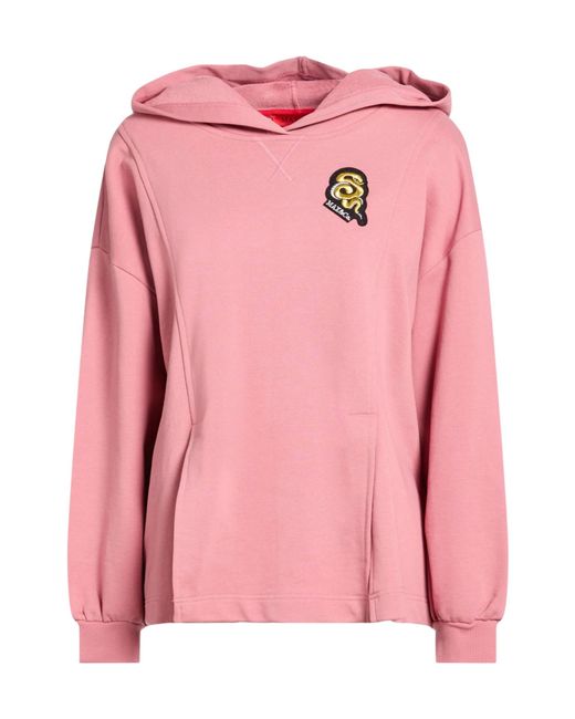 MAX&Co. Pink Solid Color Hooded Sweatshirt