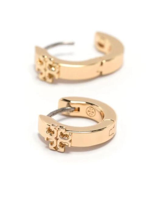 Tory Burch Metallic Kira Double T Huggie Earrings