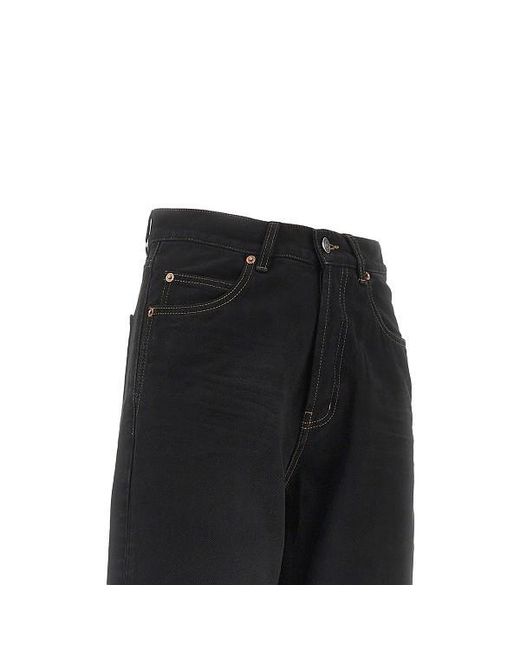 Saint Laurent Black Contrast-Stitch Wide-Leg Jeans