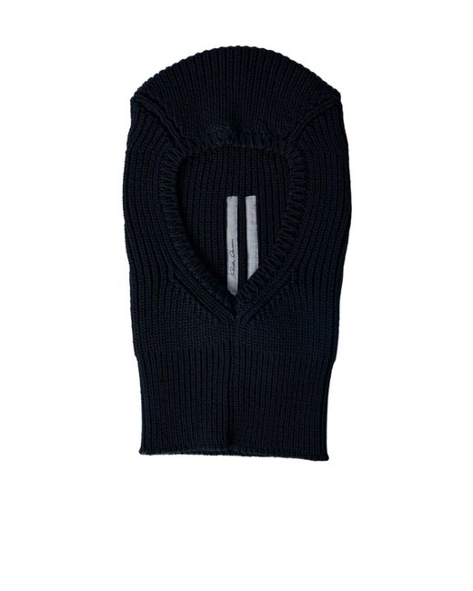 Rick Owens Blue Ribbed Knit Balaclava