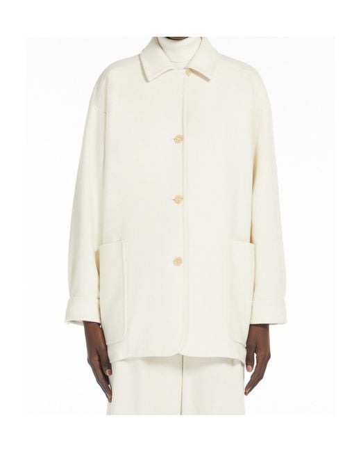 Max Mara White Eligio Single-Breasted Straight Hem Coat