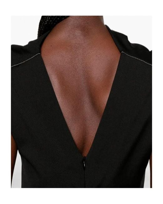 Brunello Cucinelli Black Monili-Trim V-Back Gown