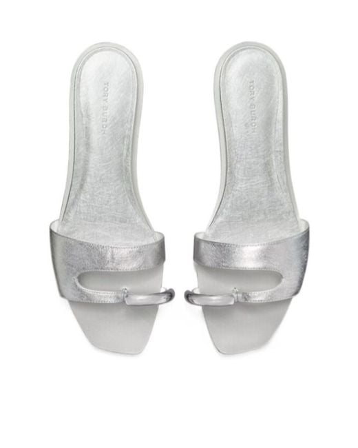Tory Burch White Pierced Slides