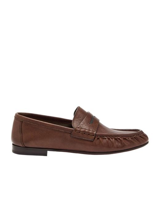 Brunello Cucinelli Brown Leather Loafers