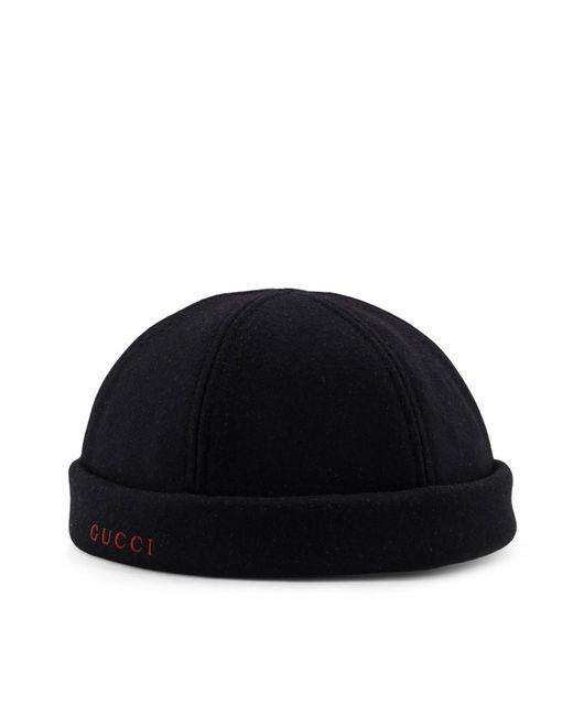 Gucci Black Logo Web-Trim Beanie Hat for men
