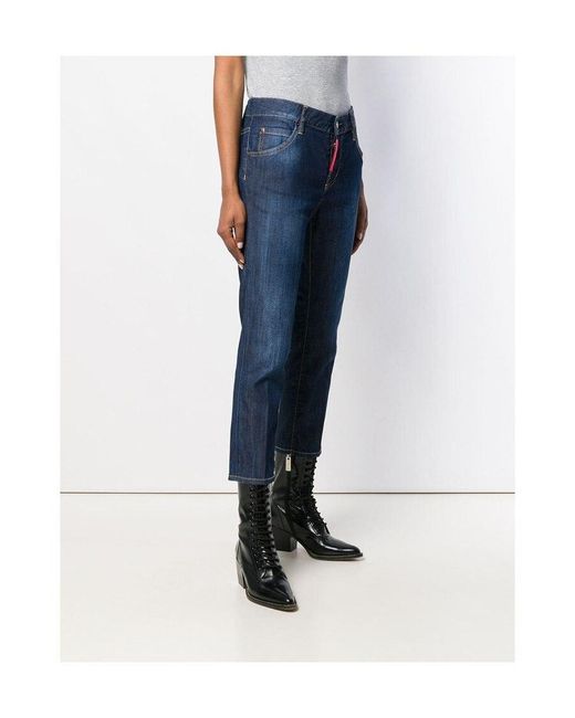 DSquared² Blue Cropped Girlfriend Fit Jeans