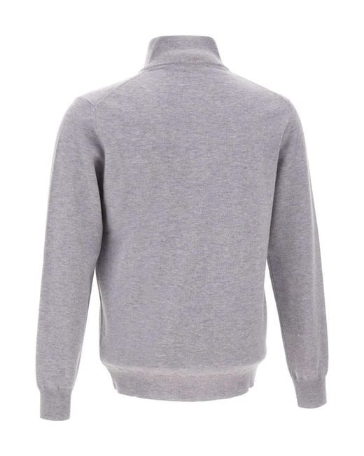 Kangra Cashmere Gray Kangra Half Zip Stand Collar Knitted Sweater for men