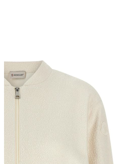 Moncler Natural Boucle Zip-Up Cardigan