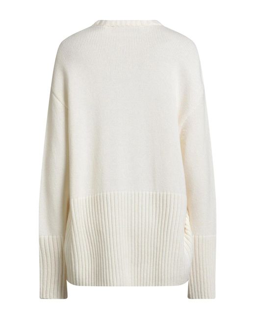 Dolce & Gabbana White Solid Color Cashmere Long Sleeve Sweater