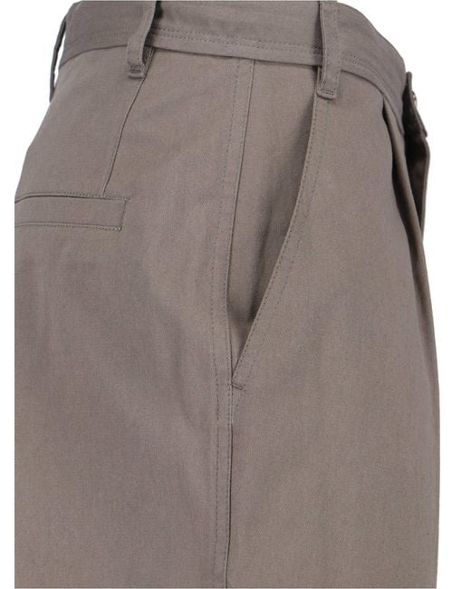 Low Classic Gray Pleated Straight-Leg Pants