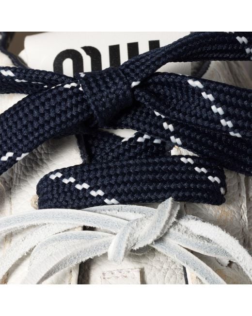 Miu Miu Blue Round-Toe Lace-Up Sneakers