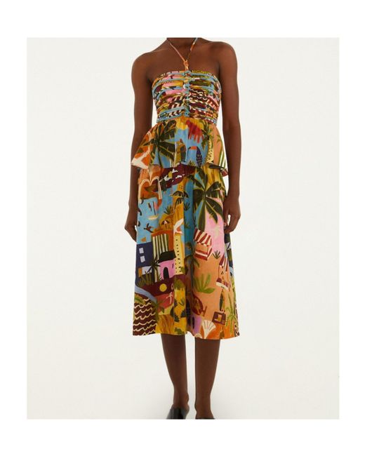 Farm Rio White Tropical Painting Dress