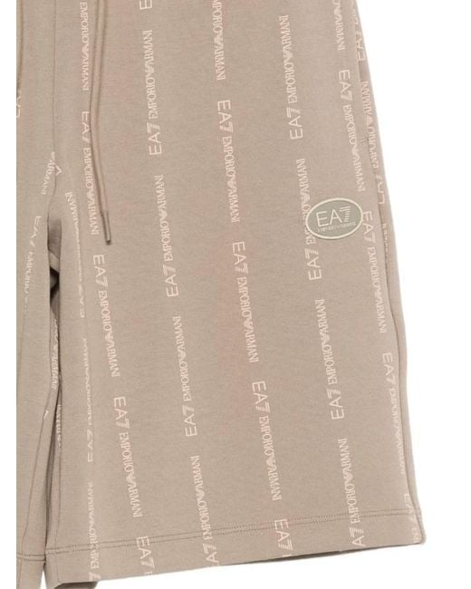 EA7 Brown Logo-Print Shorts for men