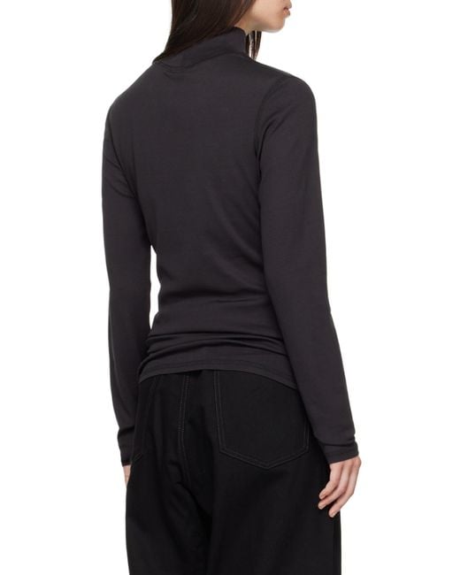 Lemaire Blue High-Neck Long-Sleeved Ribbed Top