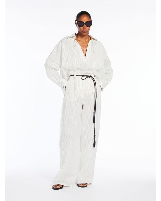 Max Mara White Striped Long-Sleeved Shirt