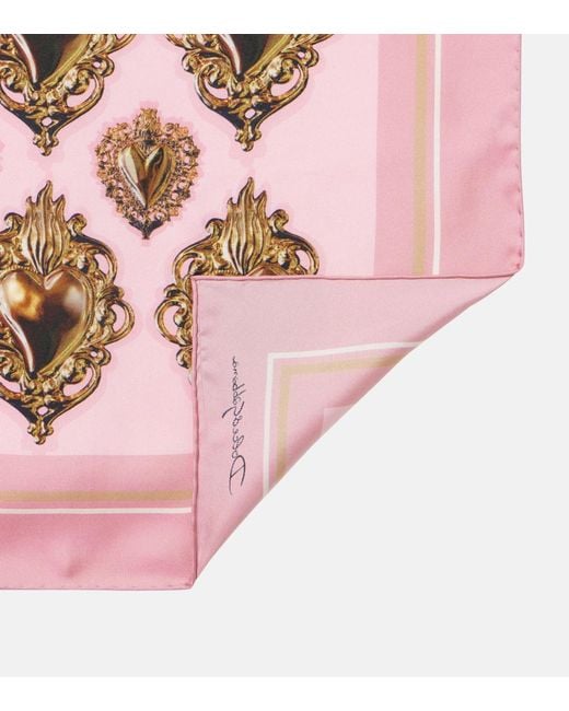 Dolce & Gabbana Pink Printed Silk Scarf