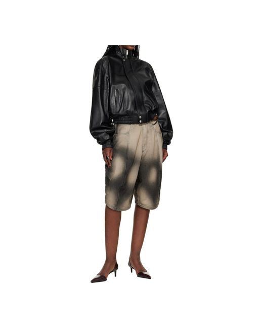 Lu'u Dan Green Puffa Denim Shorts for men