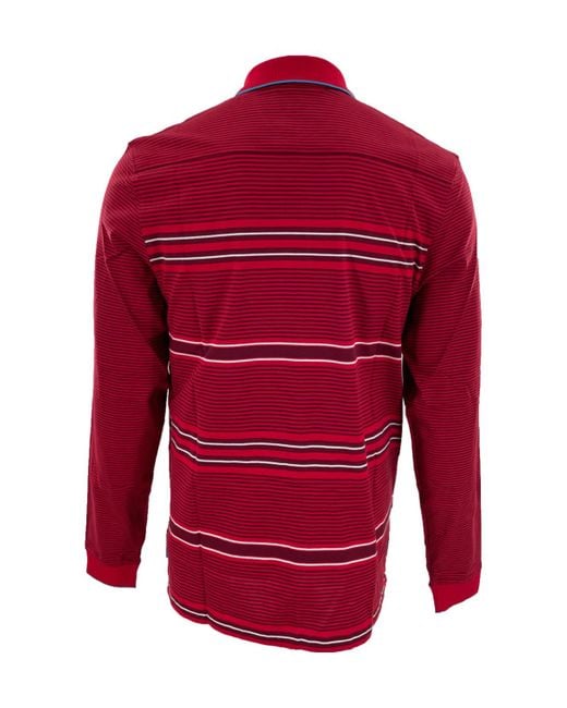 Dunhill Red Striped Long-Sleeved Polo Shirt for men