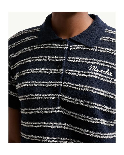 Moncler Blue Striped Short-Sleeved Polo Shirt