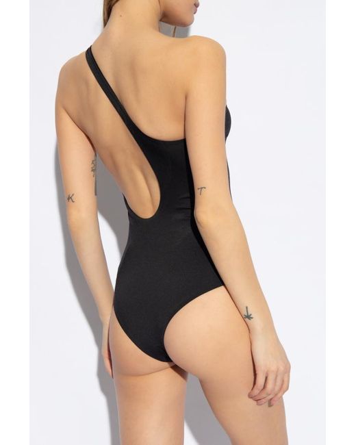 Off-White c/o Virgil Abloh Black Logo Printed High-Cut Swimsuit