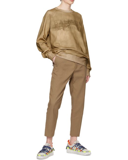 Balmain Natural Logo-Print Long-Sleeve Sweatshirt for men