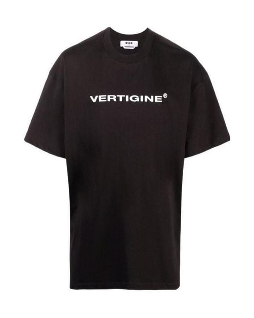 MSGM Black Logo Crew-Neck T-Shirt for men