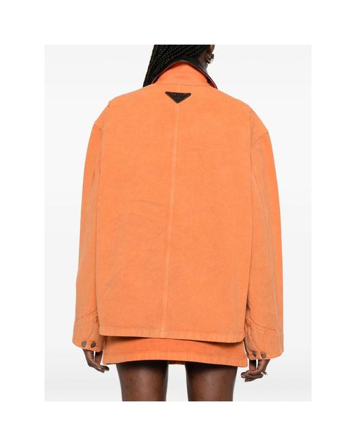 Prada Orange Long-Sleeved Button-Up Jacket