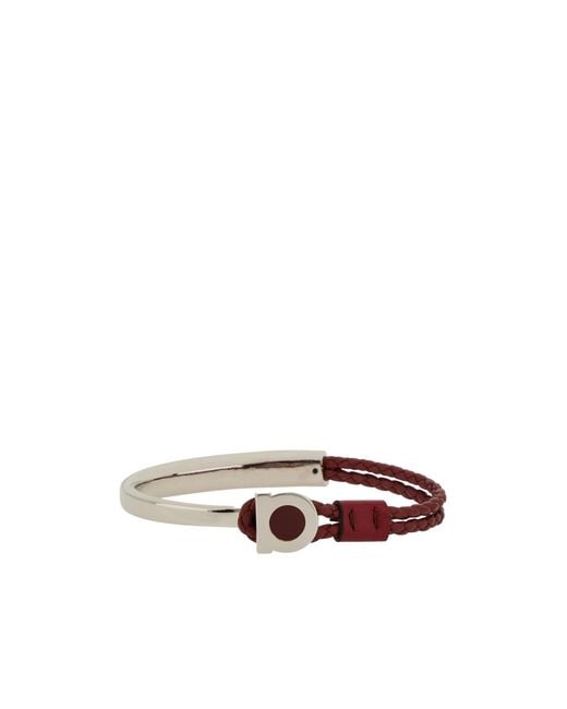 Ferragamo White Ferragamo Semi-Rigid Gancini Bracelet for men