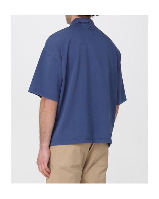 Barena Blue Buttoned Logo Embroidered Polo Shirt for men
