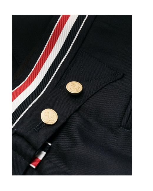Thom Browne Blue Striped Band Cropped Trousers for men